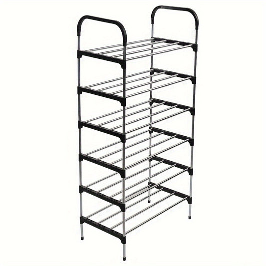 6-Tier Black Metal Shoe Rack & Storage Stand – Sleek Organizer for Shoes, Plants & Hallway Essentials