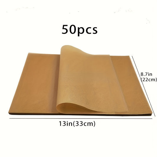 50-Pack Unbleached Non-Stick Parchment Paper Sheets