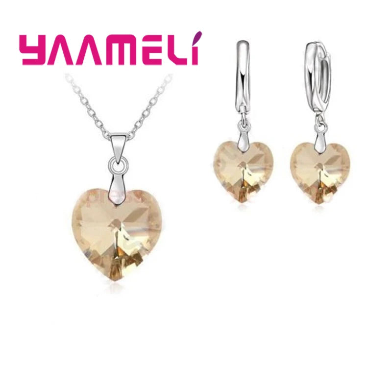 Love Heart Shape Sterling Silver Set