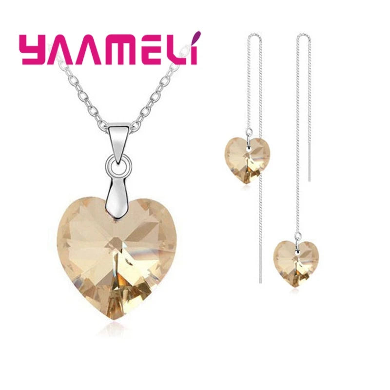 Love Heart Shape Sterling Silver Set