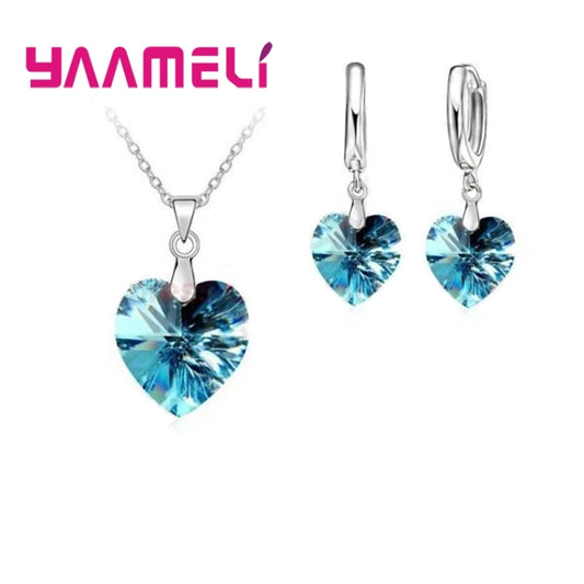 Love Heart Shape Sterling Silver Set