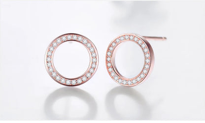 925 Sterling Silver Luxury Crystal Zircon Stud Earrings