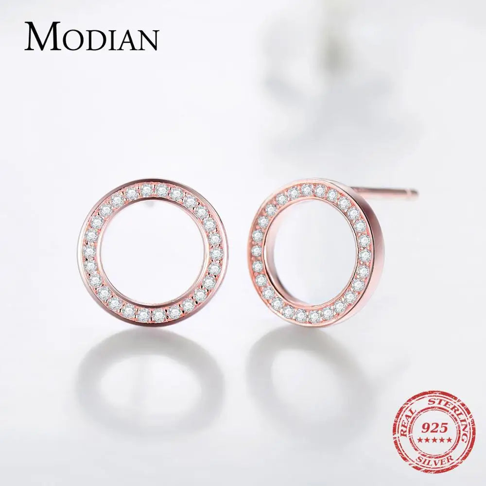 925 Sterling Silver Luxury Crystal Zircon Stud Earrings