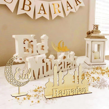 Wooden EID/Ramadan Mubarak Decoration