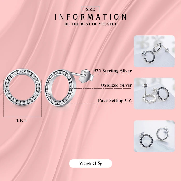 925 Sterling Silver Luxury Crystal Zircon Stud Earrings