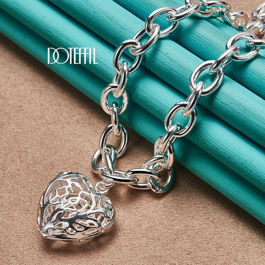 Sterling Silver Heart Charm Pendant Necklace