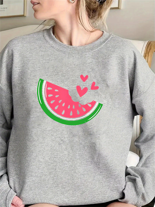 Love Watermelon Print Sweatshirt