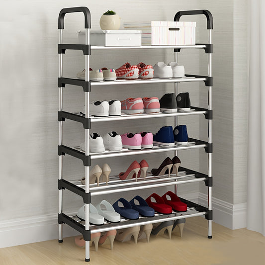 6-Tier Black Metal Shoe Rack & Storage Stand – Sleek Organizer for Shoes, Plants & Hallway Essentials